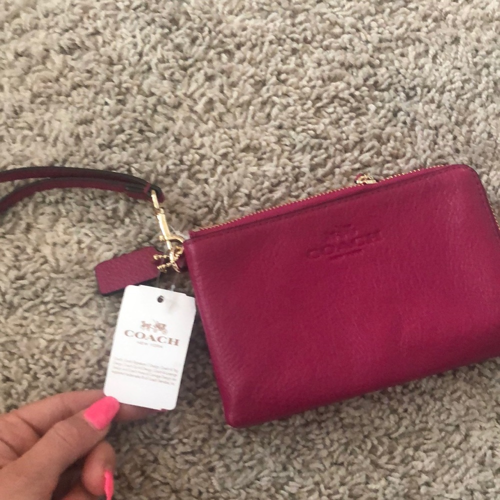 Raspberry coach wristlet